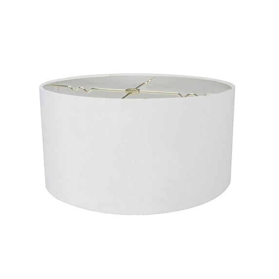 16"W x 9"H White Linen Hardback Shallow Drum Lampshade