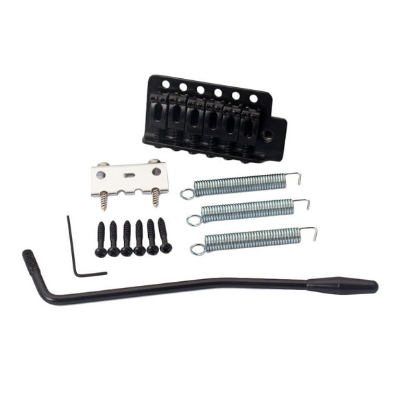 Yuan GA203 Right Handed 6 String Flat ST Saddle Single Tremolo Bridge System for Electric Guitar Accessories Parts Screw-in Arm (Black)