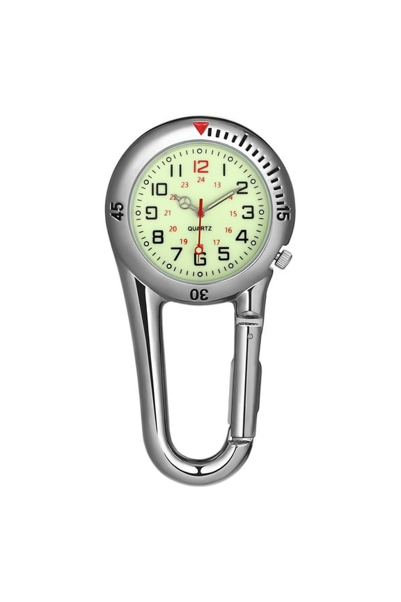 NICERIO Clip-on Quartz Light Alloy Unisex Backpack Buckle Belt Watch with White Dial for Doctors Nurses Climbing Mountaineering (White)