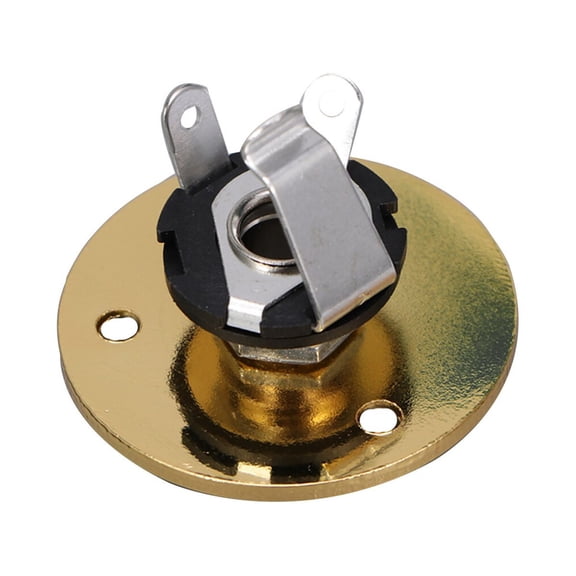Yuan Round 1/4 Inch 6.35mm Guitar Jack Plug Socket Guitar Pickup Output Input Jack Plug with Jack Plate Screws for Electric Guitar Bass (Golden)