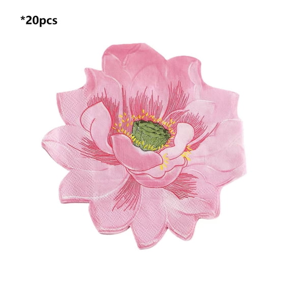 YuanGuangQ 20PC Lotus Print Die Cut Paper Napkins, Unscented Decorative Disposable Dinner Napkins, Elegant Table Linens for Home, Hotel, Parties and Special Occasion Dining