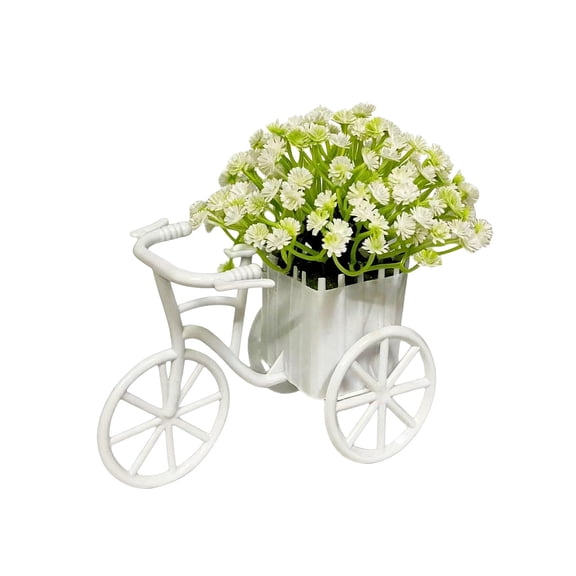 YuanGuangQ 2PC Bicycle Shape Artificial Flower Planter, Vintage Bike Shaped Fake Floral Arrangement Desktop Ornament, Decorative Tabletop Ornament for Home Living Room Office Shelf Decoration