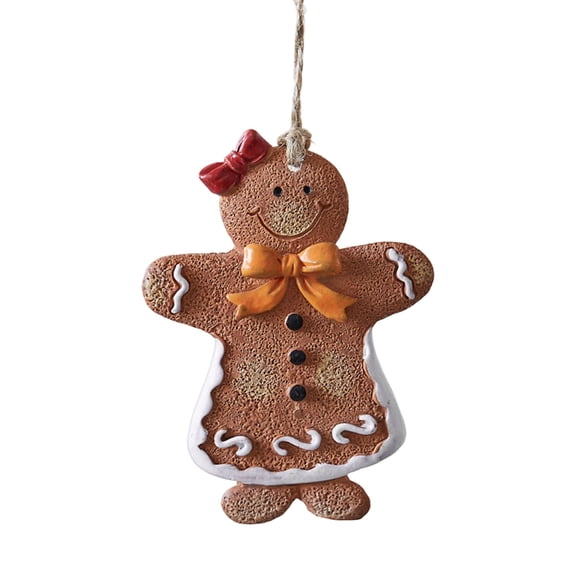 YuanGuangQ 2PC Christmas Gingerbread Man Ornaments, Resin Hanging Figurine Set for Holiday Tree Decor, Festive Hanging Decor for Christmas Tree Mantel Home Party Holiday Celebration Decoration