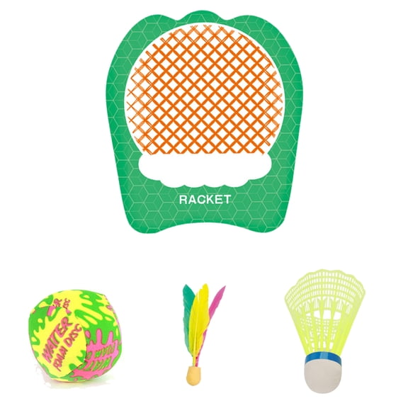 YuanGuangQ 3 in 1 Hand Paddle Game Set with Shuttlecock, LED Badminton Racket Set with Ball and Water Ball, Outdoor Sports Toy for Beach Yard Backyard