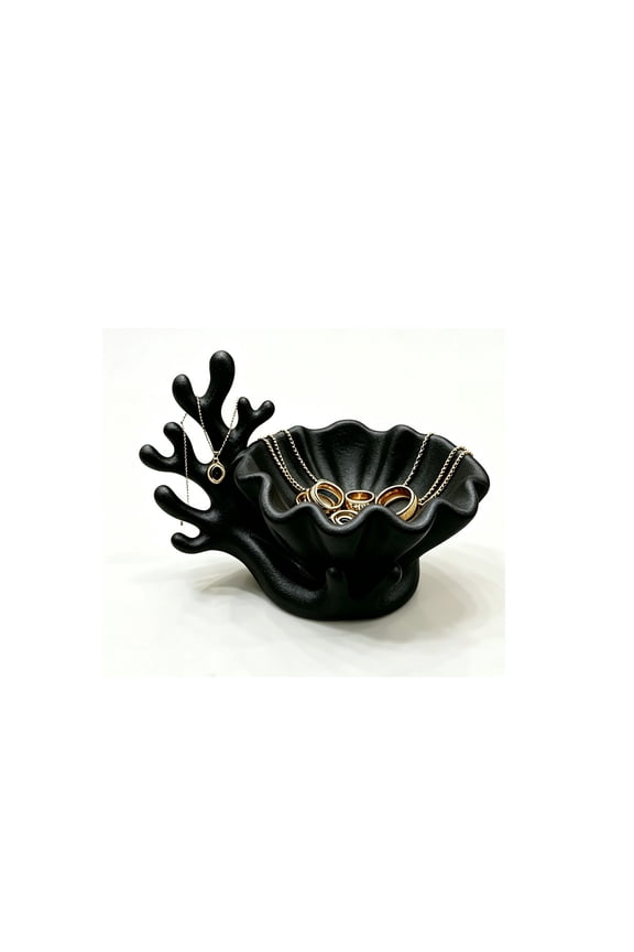 YuanGuangQ 3D Printed Seashell Jewelry Box with Coral Coast Decor, Resin Ring Necklace Holder for Beach Theme Room, Decorative Organizer for Small Keepsakes