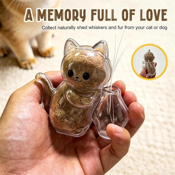 YuanGuangQ Cat Hair Storage Memorial Keepsake Box, Fridge Magnet Capsule Container for Pet Fur Lock, Clear Resin Pet Hair Keepsake Jar for Cat Lover Gift Home