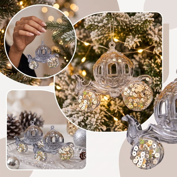YuanGuangQ Christmas Acrylic Snowflake Ornament, Transparent Crystal Sequins Hanging Decoration, Holiday Party Home Window Decor for Christmas Tree Indoor Shelf