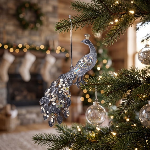 YuanGuangQ Christmas Acrylic Snowflake Ornament, Transparent Crystal Sequins Hanging Decoration, Holiday Party Home Window Decor for Christmas Tree Indoor Shelf