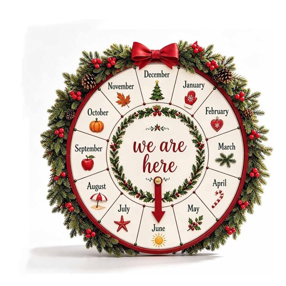 YuanGuangQ Christmas Countdown Calendar, Wooden Month Spinner Wheel Tabletop Decor, Holiday Festive Countdown Date Tracker Sign for Home Mantel Shelf Desk Party Decorative Display Ornament Decor