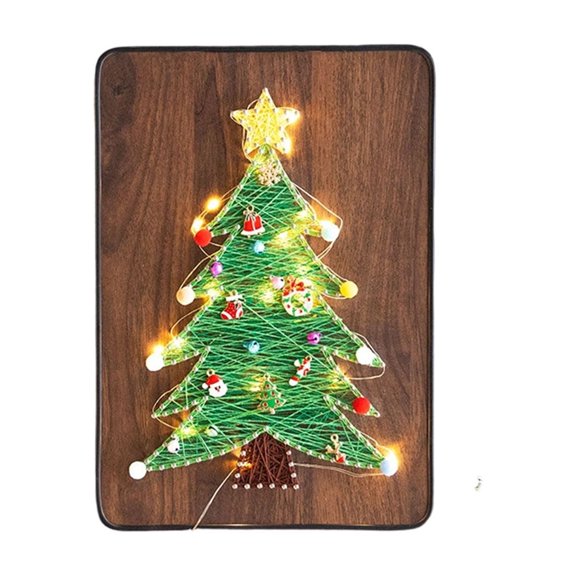 YuanGuangQ Christmas String Art Kit, Tree Nail Winding Thread Painting Kit, Complete Wall Decor Set with LED Lights for Adult Home Holiday Decor