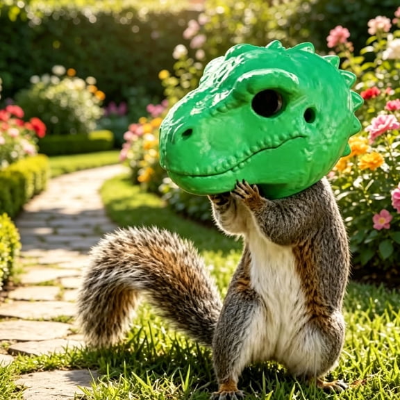 YuanGuangQ Dinosaur Head Squirrel Feeder, Resin Hanging Wildlife Feeder for Backyard Tree Decor, Funny Nut Feeder for Outdoor Garden Yard Patio Wildlife Decoration Use