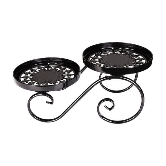 YuanGuangQ Double Tier Iron Plant Stand, European Style Floor Standing Flower Pot Display Rack, Sturdy Plant Storage Shelf for Living Room Balcony Window Sill Home Use