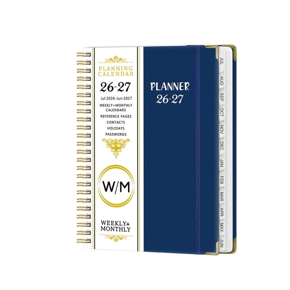 YuanGuangQ English Schedule A5 Plan Book, With Separating Pages Coil Bound Notebook, 2026-2027 Daily Weekly Planner for Home Office Travel Use
