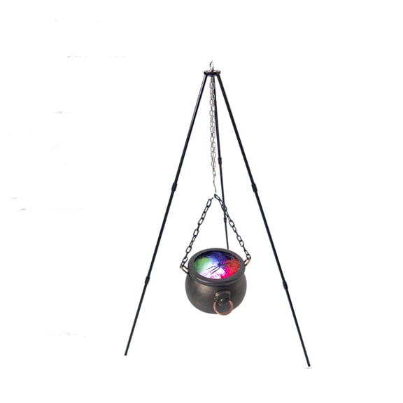 YuanGuangQ Halloween Witch Cauldron Set, LED Light Up Fogging Cauldron with Spider Sound Effect for Holiday, Decorative Magic Brew Pot with Stand for Home Mantel Kitchen Party Decoration