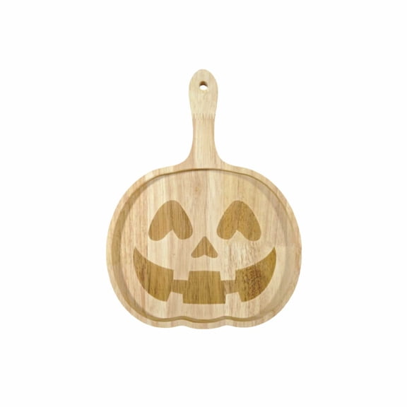 YuanGuangQ Halloween Wooden Pumpkin Tray, Decorative Serving Platter for Snacks Candy and Fruit, Rustic Gothic Party Table Centerpiece for Home Kitchen and Fall Decor