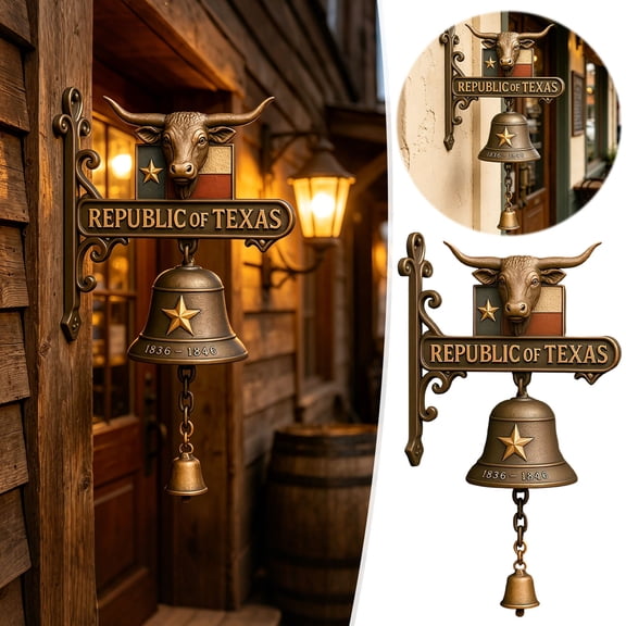 YuanGuangQ Vintage Doorbell for Front Door, Retro Cast Iron Wall Mount Bell with Rope Clapper, Antique Hanging Mechanical Bell for Garden Courtyard or Farmhouse Decor