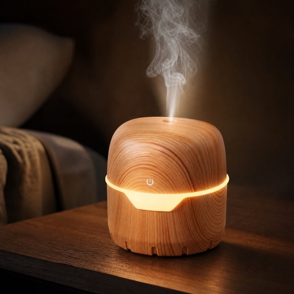 YuanGuangQ Wood Grain Aroma Diffuser, Box Shape Oil Diffuser Humidifier Silent, Desktop Air Moisturizer for Bedroom Office Yoga Home Decor
