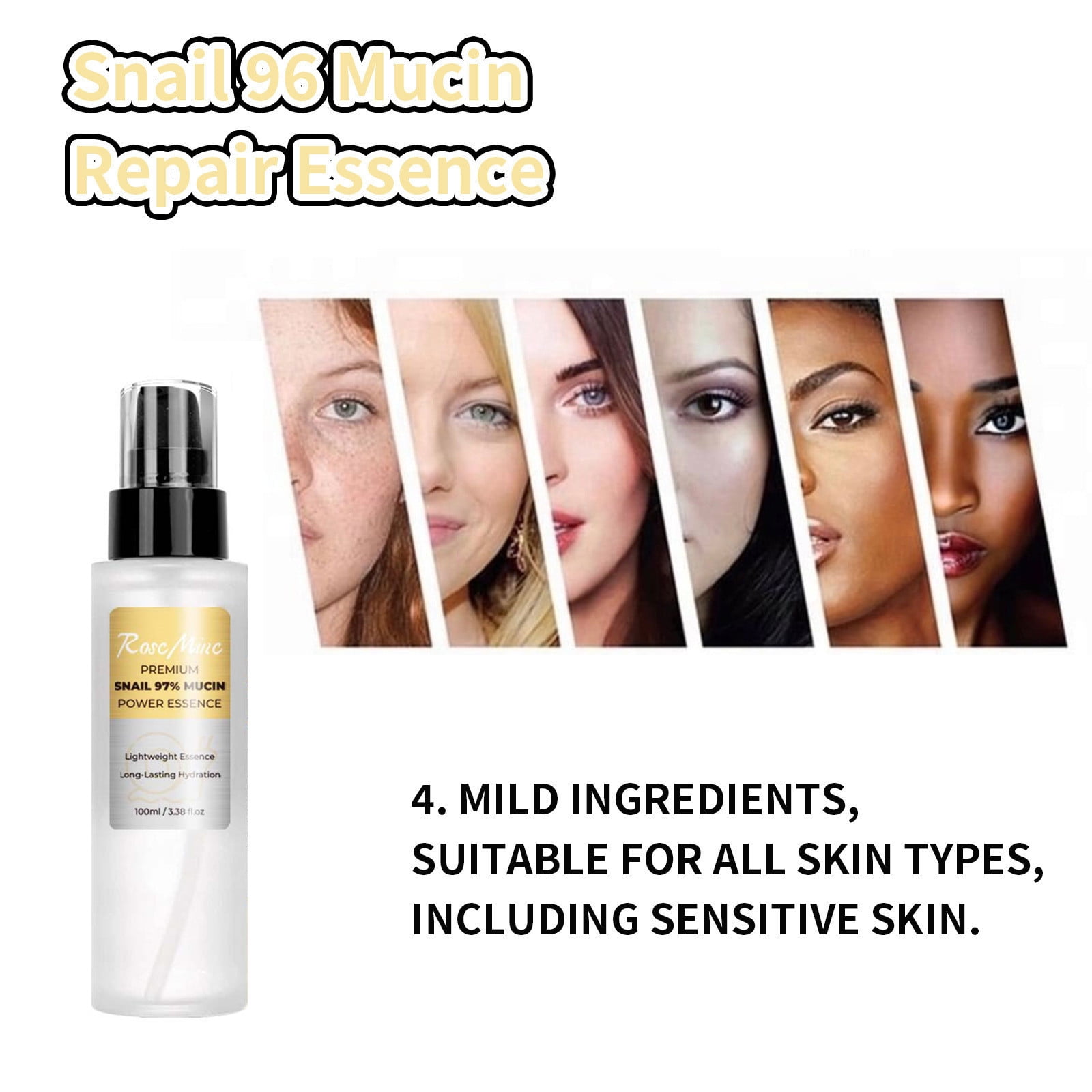 YuanHeng Facial Serums,Advanced Snail Mucin 96 Percent Power Repairing Snail Mucin Serum With