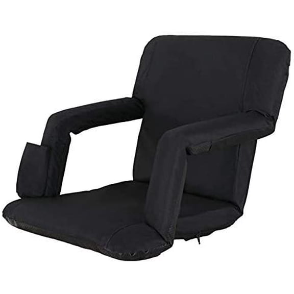 YuanKanJuPortable Stadium Seat Chair Portable Stand Chair with Back and Cushion for GrandstandPlaygroundCourt Black(Black)$$Sport & Recreation Other