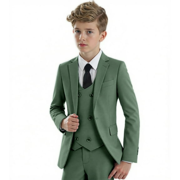 YuanLu Boy's Formal Suit Set 3 piece Slim Fit Kids Tuxedo Suits for Wedding Teen Toddler Boy Dress Suit Outfit
