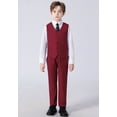 thumbnail image 1 of Boys Suit 4PC Baby Suits Wedding Formal Party Vest Suit Set Little Gentleman Waistcoat Prom Tuxedo Dress suit Outerwear Party Vest+Shirt+Tie+Pants Clothes Set for Toddler Kids Burgundy 3T, 1 of 6