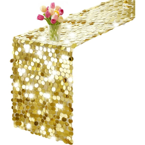 YuanLu Glitter Sequin Table Runner for Wedding, Party, Birthday – Sparkling Elegant Table Decor for Holiday, Easter, Christmas, Bridal Shower – Wrinkle-Free & Reusable