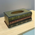 YuanRX Vintage Stacked Books Design Solid Wood Tissue Box Holder