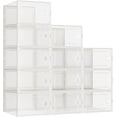 thumbnail image 1 of Yuanchao Shoe Boxes, Pack of 12 Shoe Storage Organizers, Stackable Clear Plastic Boxes for Closet, Sneakers, 13.1 x 9.1 x 5.6 Inches, Transparent and White, 1 of 1