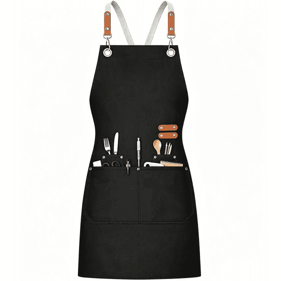 Yuanchao Unisex Canvas Cooking Apron, Adjustable Water Resistant Kitchen Apron with 4 Pockets for Cooking, Baking, BBQ, Crafting & Drawing