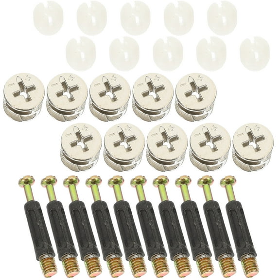 Yuangui 10 Sets Furniture Connectors Cam Fittings Pre-Inserted Nuts Dowels Furniture Screw-in Nut for Wood Furniture Cupboard Drawer
