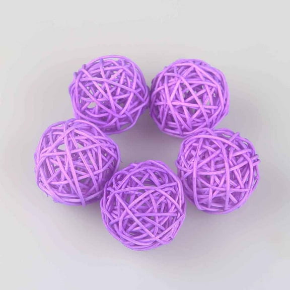 Yuangui 15pcs Wicker Rattan Vintage Hanging Decor Balls for DIY Crafts - Violet