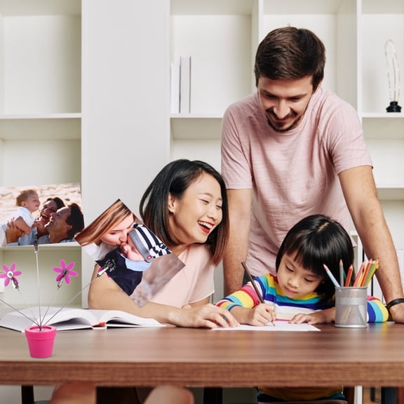 Yuangui 1pc Color Plastic Flowerpot Photo Holder Ornament Photo Clip Desktop Stand Clip