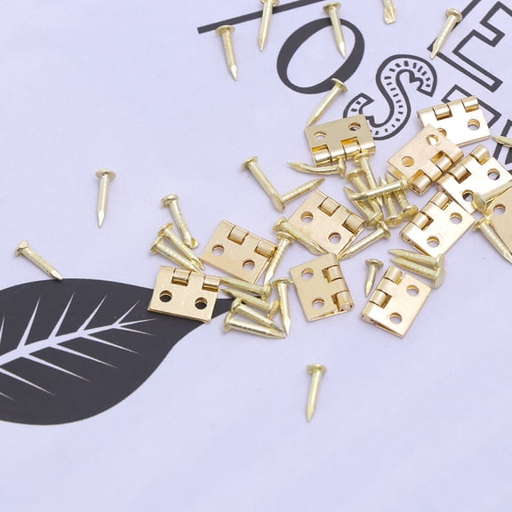 Yuangui 24pcs 1/12 Mini House Miniature Furniture Cabinet Closet Mini Hinges with 96pcs Screws (Golden)