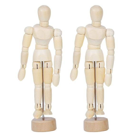 Yuangui 2Pcs Wooden Joints Person Decor Models Wood Crafts Creative Desktop Ornaments
