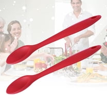 Yuangui 2pcs Silicone Spoon Long Handle Food Serving Scoop Non-stick Rice Paddle Creative Household Kitchen Flatware(Red)