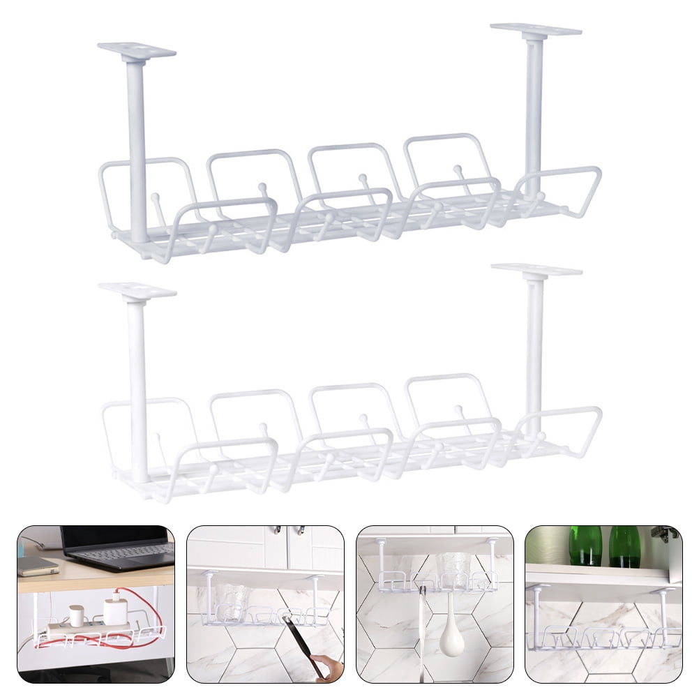 Yuangui 2pcs Under Desk Cable Management Tray Cable Storage Rack Wire ...