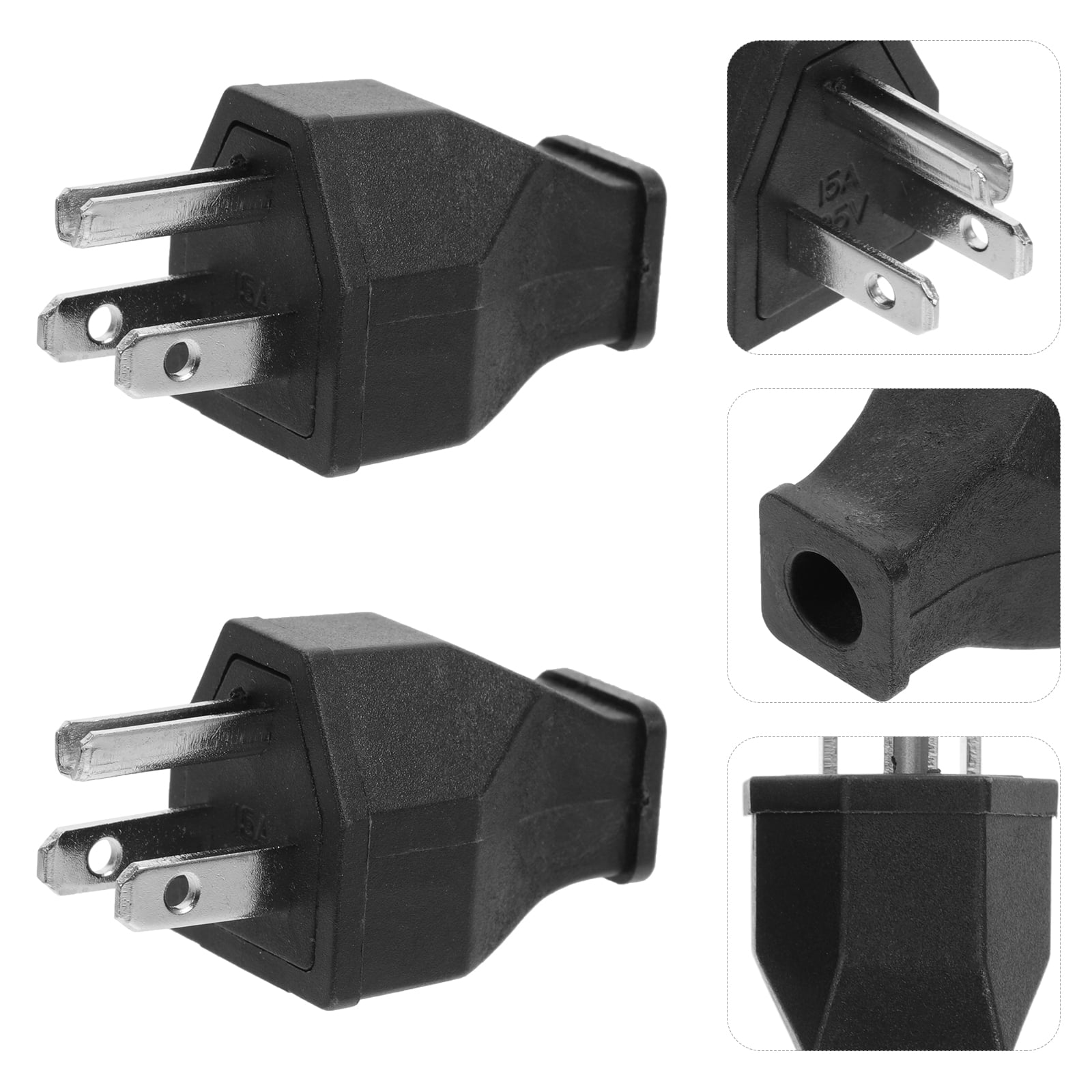 Yuangui 2x 3 Prong Power Generator Plug Black 15A 125V 2 Pole 3 Wire Industrial US Plug