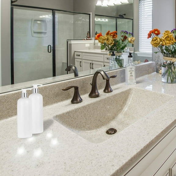 Yuangui 3PCS 500ml Pump Lotion Refillable Bathroom Dispenser Bottles - White/Silver