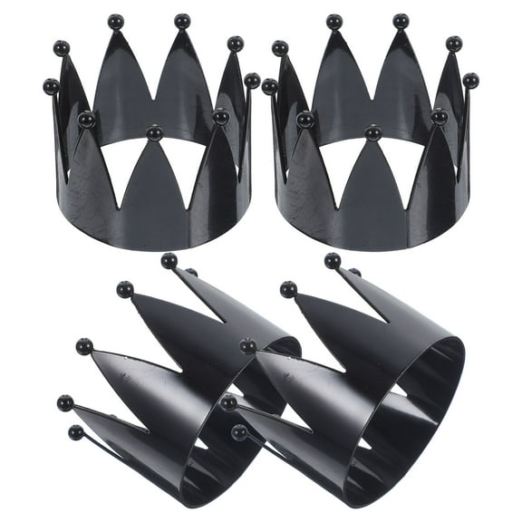Yuangui 4pcs Black Metal Crown Napkin Rings for Table Decor