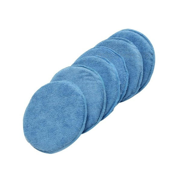 Yuangui 6Pcs Car Wax Applicator Microfiber Sponge Cleaning Pad Blue