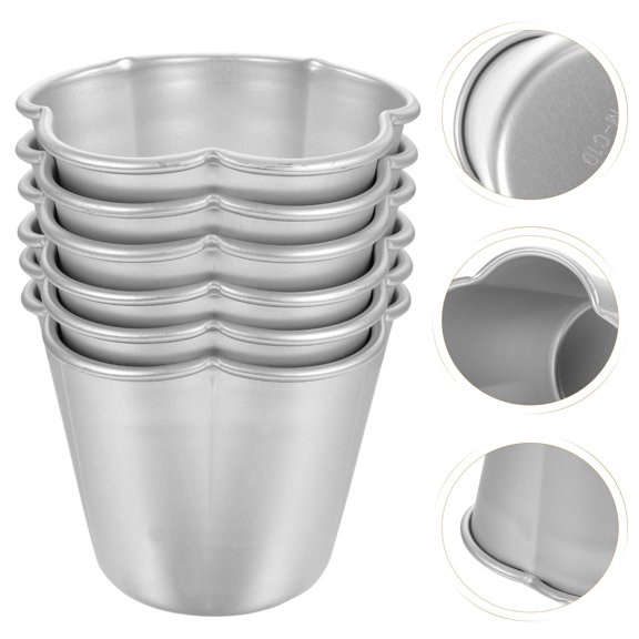 Yuangui 6pcs Flower Shape Nonstick Pudding Moulds Aluminum Baking Cups for Cake Mold