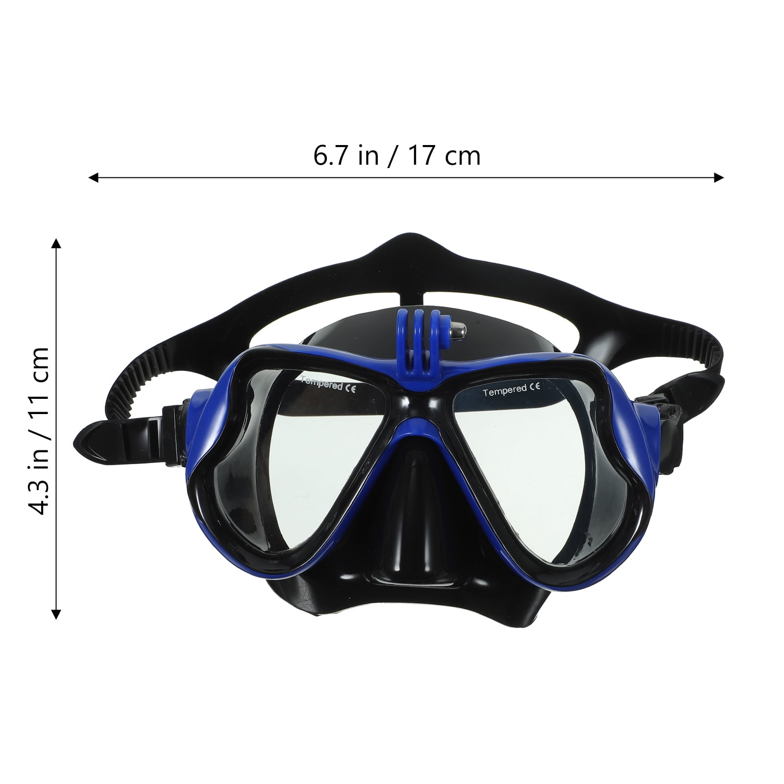 FRCOLOR Blue Adults Snorkeling Scuba Diving Mask with Tempered Glass PC Frame and Silicone Strap Essential for Diving 180° Field of View
