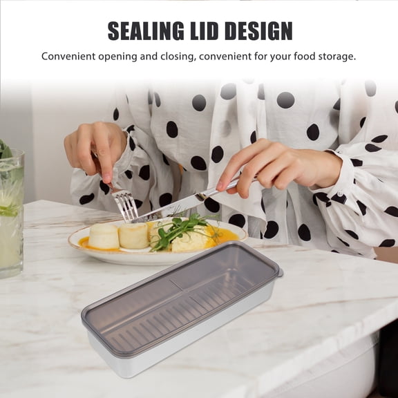 Yuangui Bacon Keeper Container for Fridge Meat Container for Refrigerator Stainless Steel Fridge Food Container with Lid