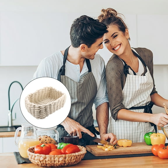 Yuangui Basket Woven Cotton Basket Rope Storage Small Thread Decorativewove Coiled Basketshandles