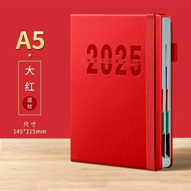 Yuangui Daily Weekly Monthly Planner 2025 12 Months JAN.2025 to DEC.2025 Calendar Notebook 365 Day Work Schedule Planner for School Work Office Red