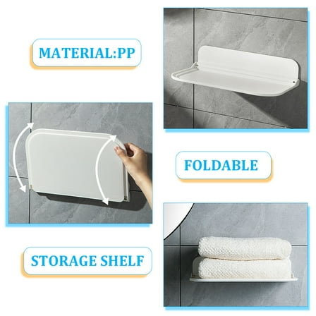 Yuangui Foldable Storage Rack Bathroom Wall Shelf Stick-on Organizer