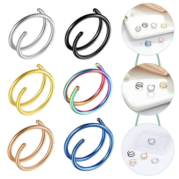 Yuangui Nose Ringhoop Rings Jewelry Double Faux Fakesteel Stainlessclip Cuff Non Septum Lip Studs Spiral Single Womengold