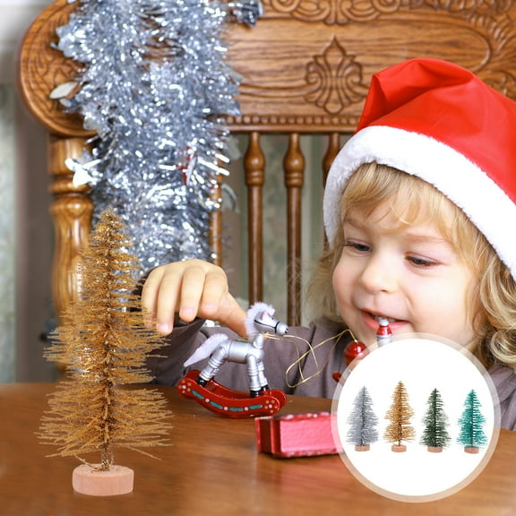 Yuangui Trees Sisal Mini Miniature Pine Tree Brush Bottle Artificialfrosted Snow Xmas Tree Christmas Desktop Tabletop Holiday