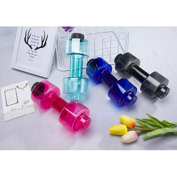 FRCOLOR Dumbbell Water Bottle for Fitness Use Made of PET Blue Color Great for Exercise 500ml