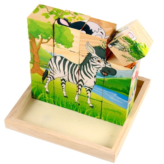 Yuangui Wooden Puzzleboard Toys Game Learning Early Toddlersmontessori Coordination Kids Skills Cube Animal Motor Building 3D